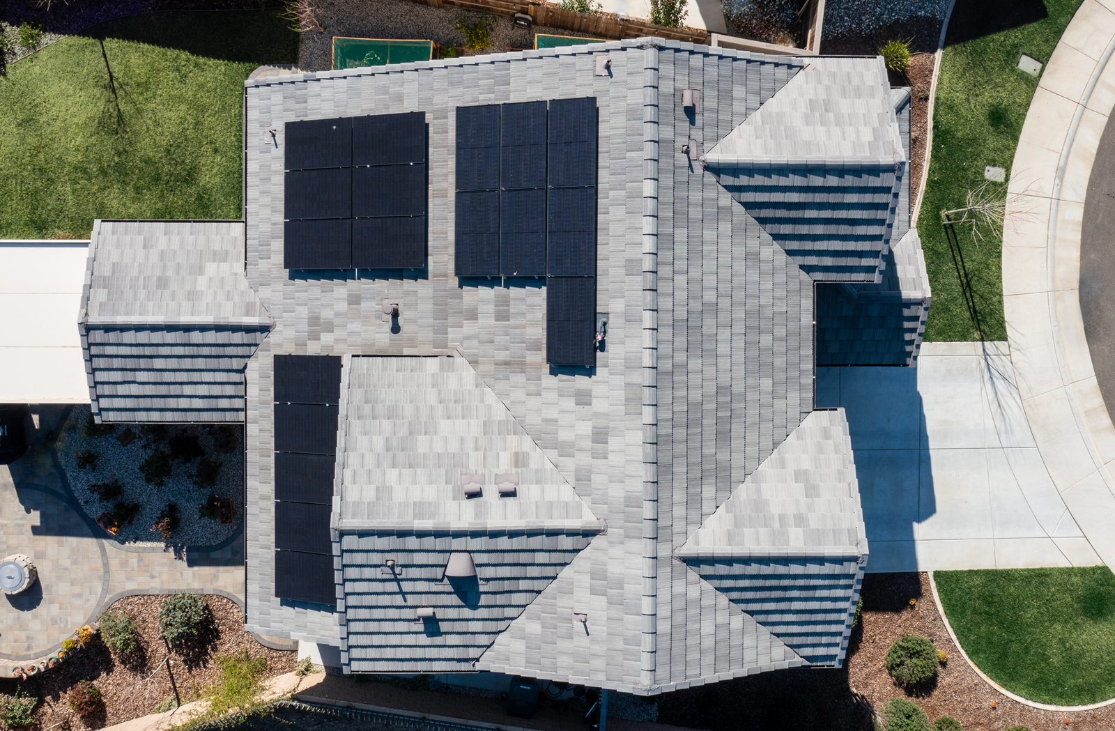 Modern California home with solar panels